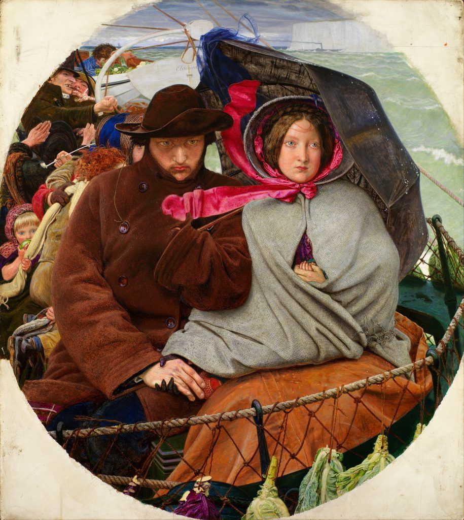 Ford Madox Brown, Lo último de Inglaterra, 1855. Fuente: https://upload.wikimedia.org/wikipedia/commons/f/fb/Ford_Madox_Brown_-_The_Last_of_England_-_Google_Art_Project.jpg